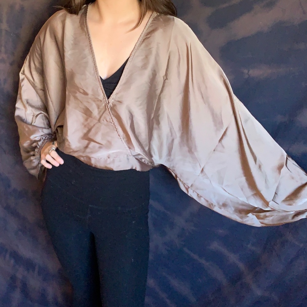 Free People Midnight Vibes Satin Blouse